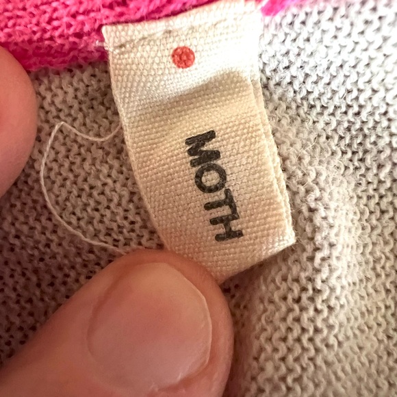 MOTH Anthropologie Women's s-m Beige & pink striped knit cardigan sweater Hi-Lo - Picture 6 of 11